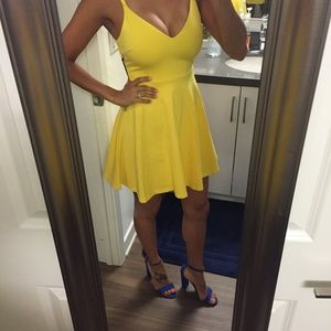 Lulu's Yellow Fit and Flare Skater Dress